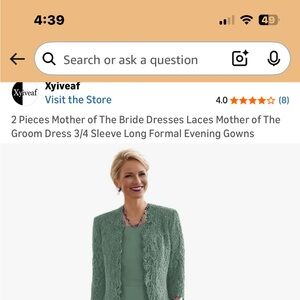 Green Lace 3/4 Sleeve Formal Dress
